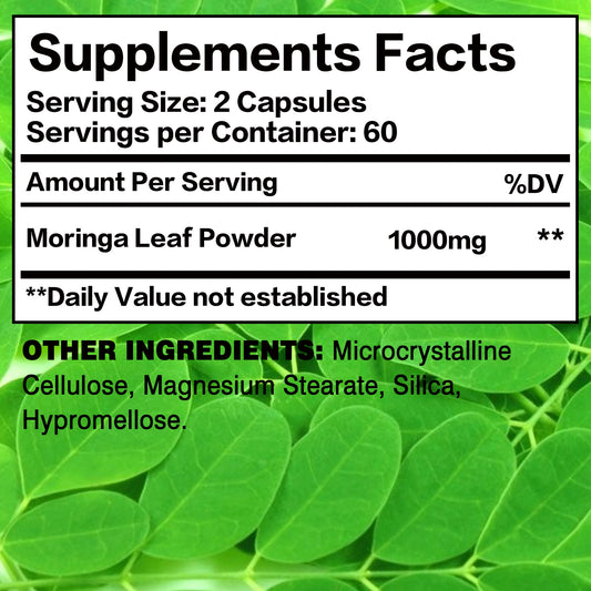 Moringa 1000mg - The Miracle Tree Superfood for Energy, Immunity & Detox