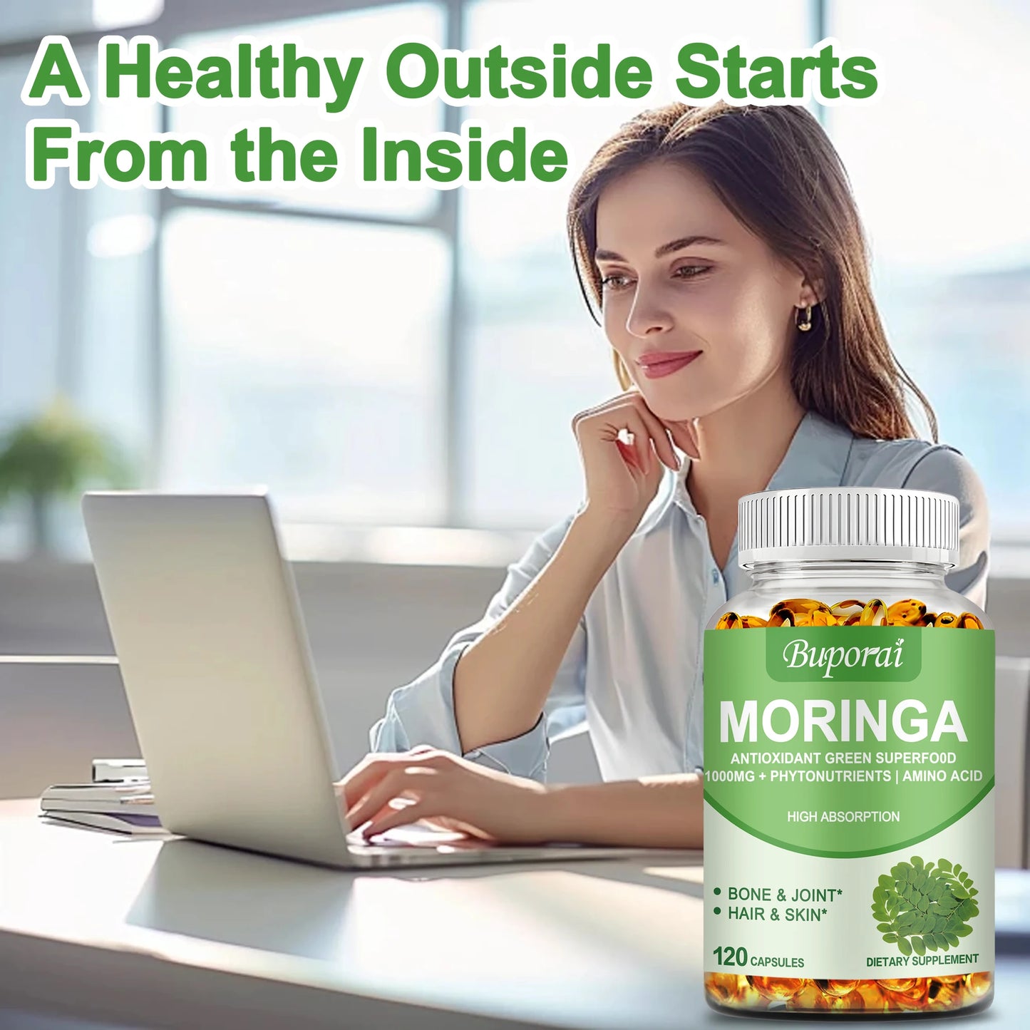 Moringa 1000mg - The Miracle Tree Superfood for Energy, Immunity & Detox