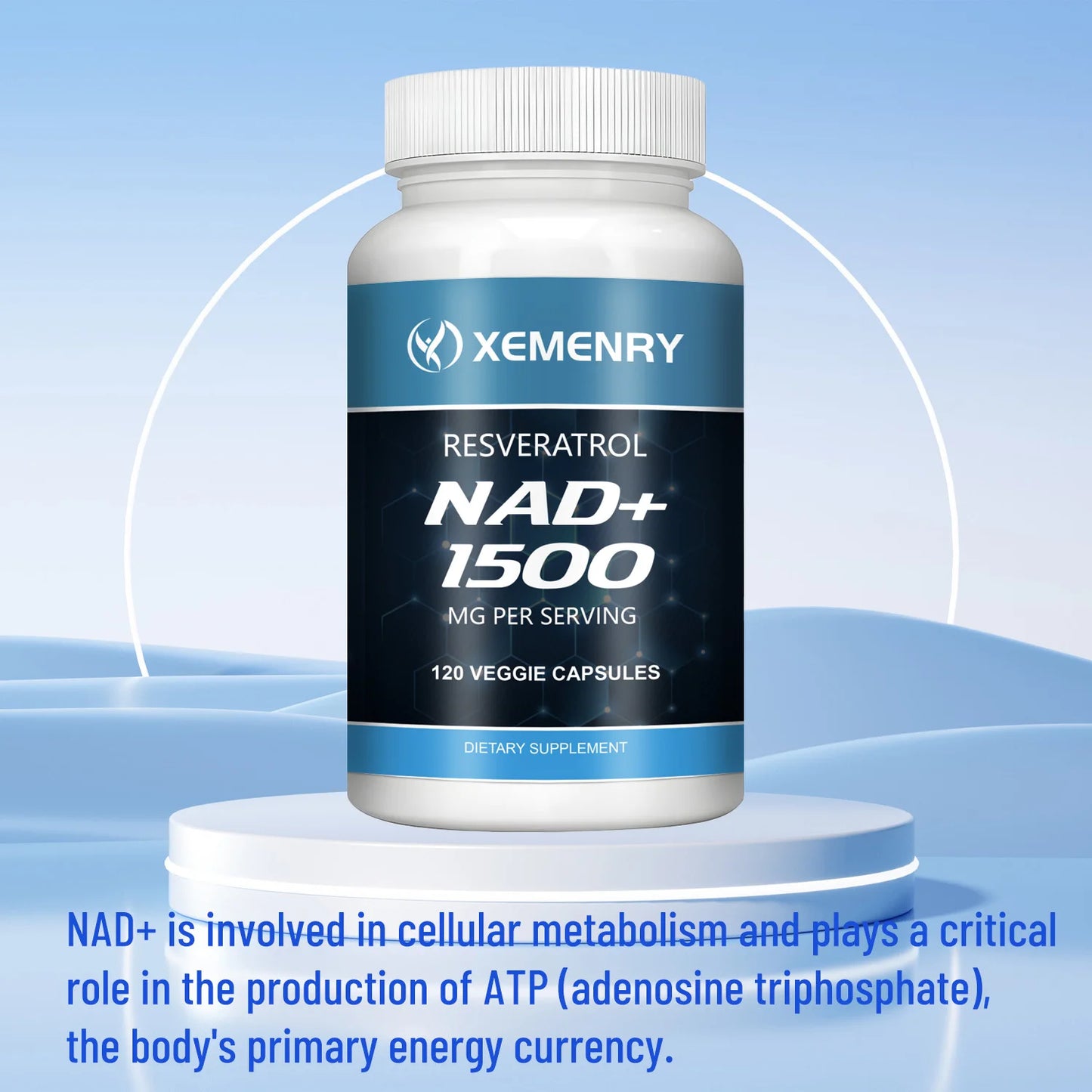 NAD + Resveratrol - Anti-aging, Boosts Energy, Promotes Cell and Skin Health - 120 Capsules