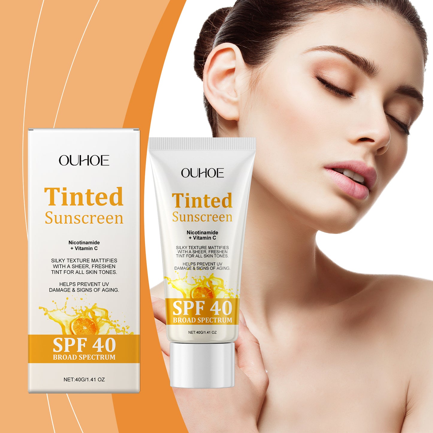 OUHOE Tinted Sunscreen SPF40 - Whitening Sunblock