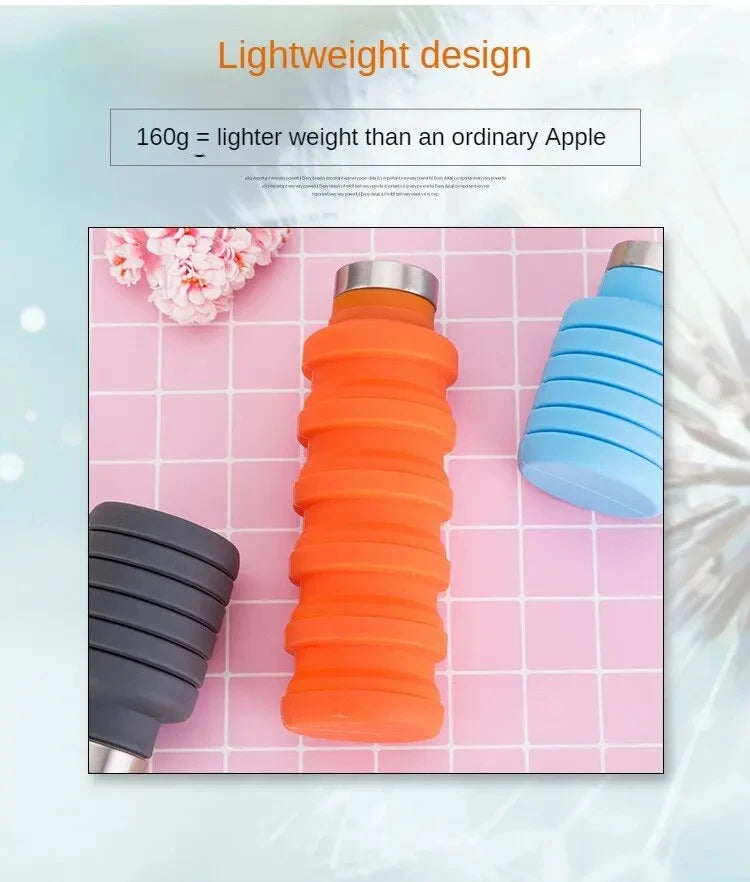 Collapsible Water Bottle | Reuseable BPA Free Silicone | Portable Hiking Cup