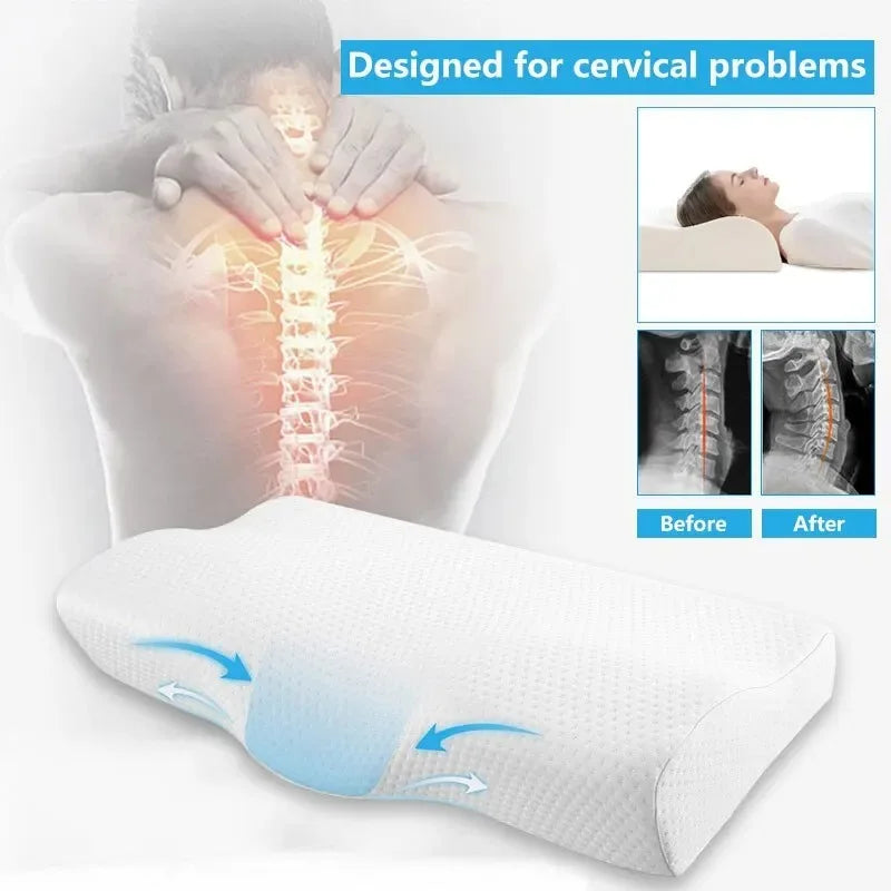Memory Foam Bed Orthopedic Pillow - Full-Size Therapeutic Support 60x35cm
