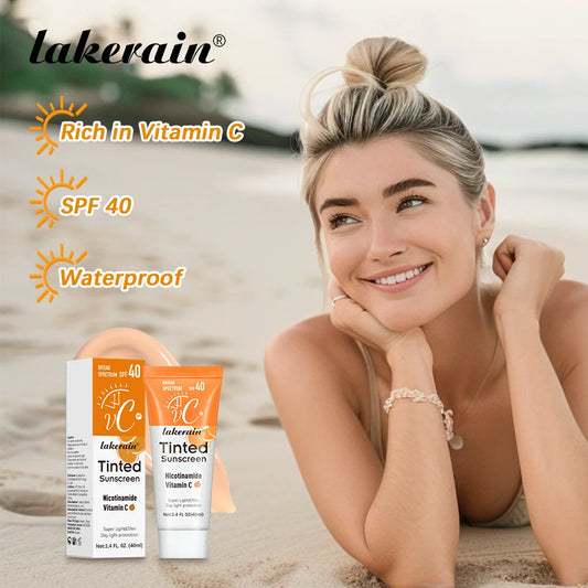 Vitamin C Tinted Sunscreen With SPF 40 - Hydrating Mineral Sunscreen With Zinc Oxide & Titanium