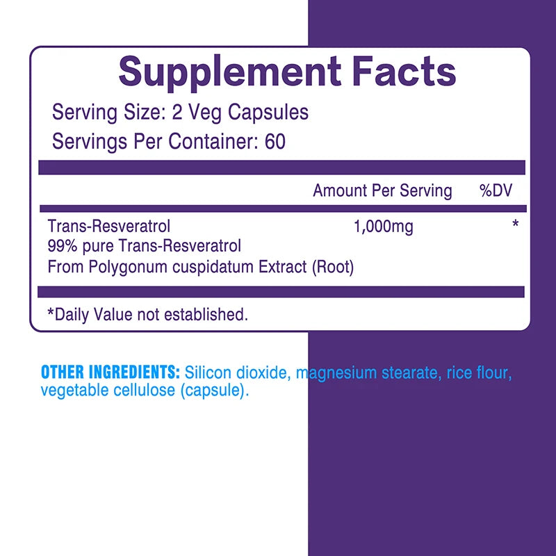 Resveratrol 1000mg Micronized - Maximum Absorption Anti-Aging Formula