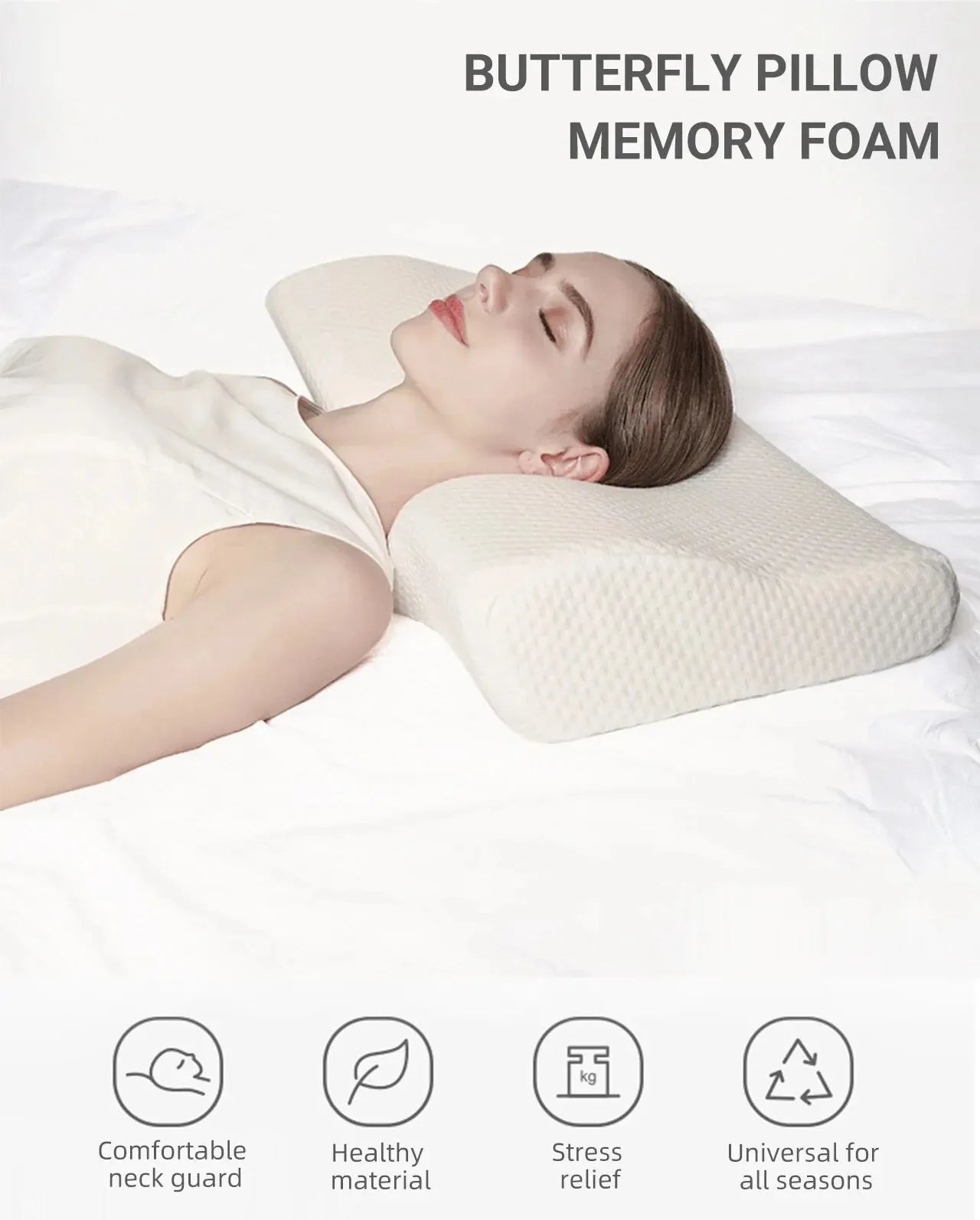 Memory Foam Bed Orthopedic Pillow - Full-Size Therapeutic Support 60x35cm