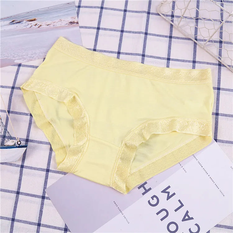 5Pcs Women's Panties Sexy Cotton Bamboo Fiber Lace Underwear