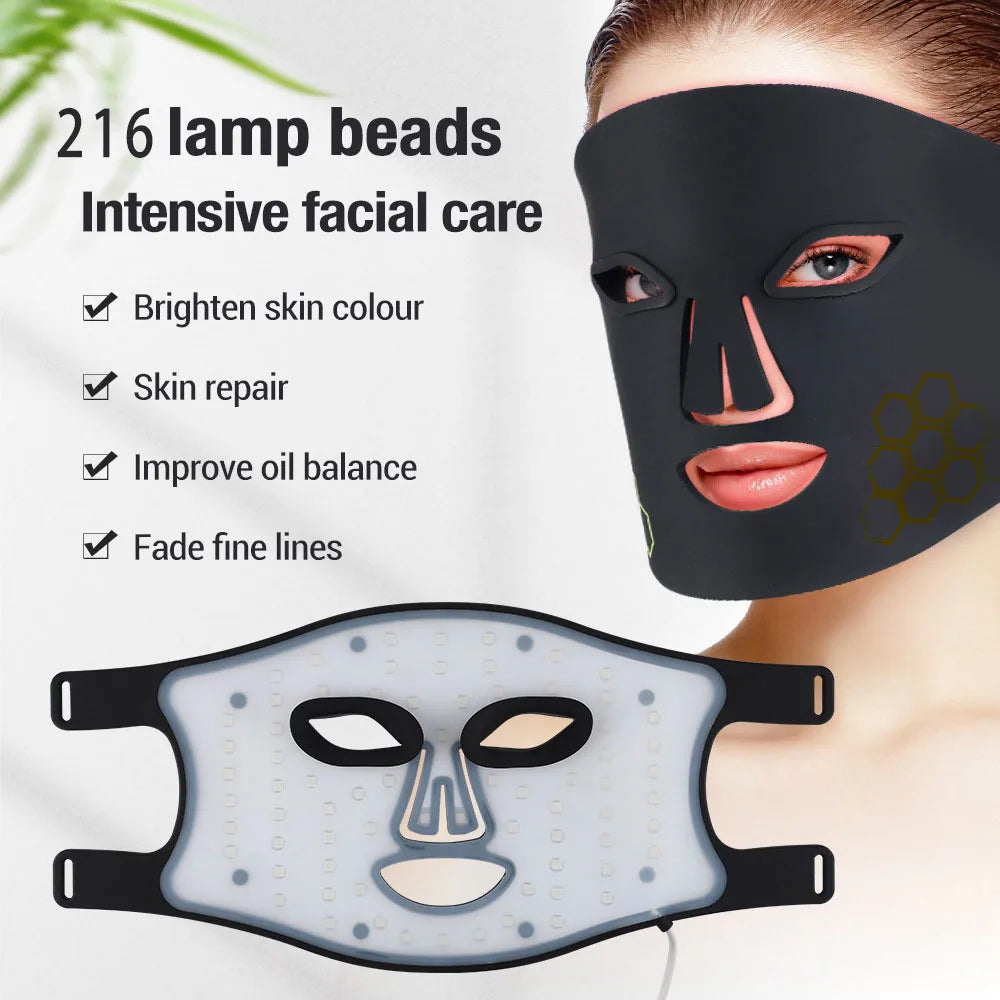 Red Light Therapy Facial Mask - Triple Wavelength LED Anti-Aging Device