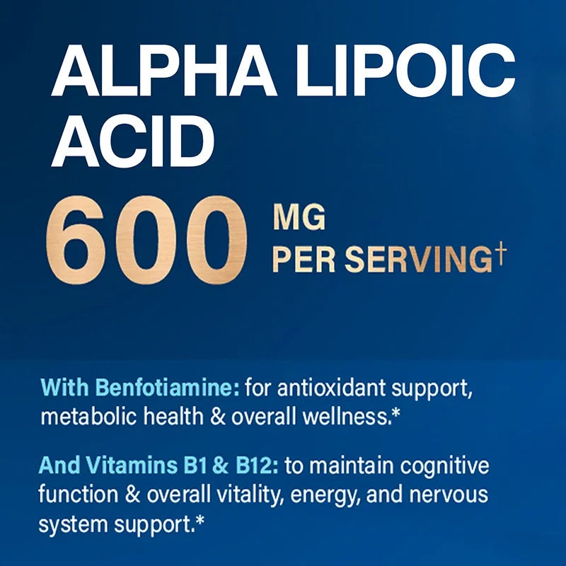 Alpha Lipoic Acid 600mg with Benfotiamine B1 & B12 - Advanced Nerve & Metabolic Support Complex