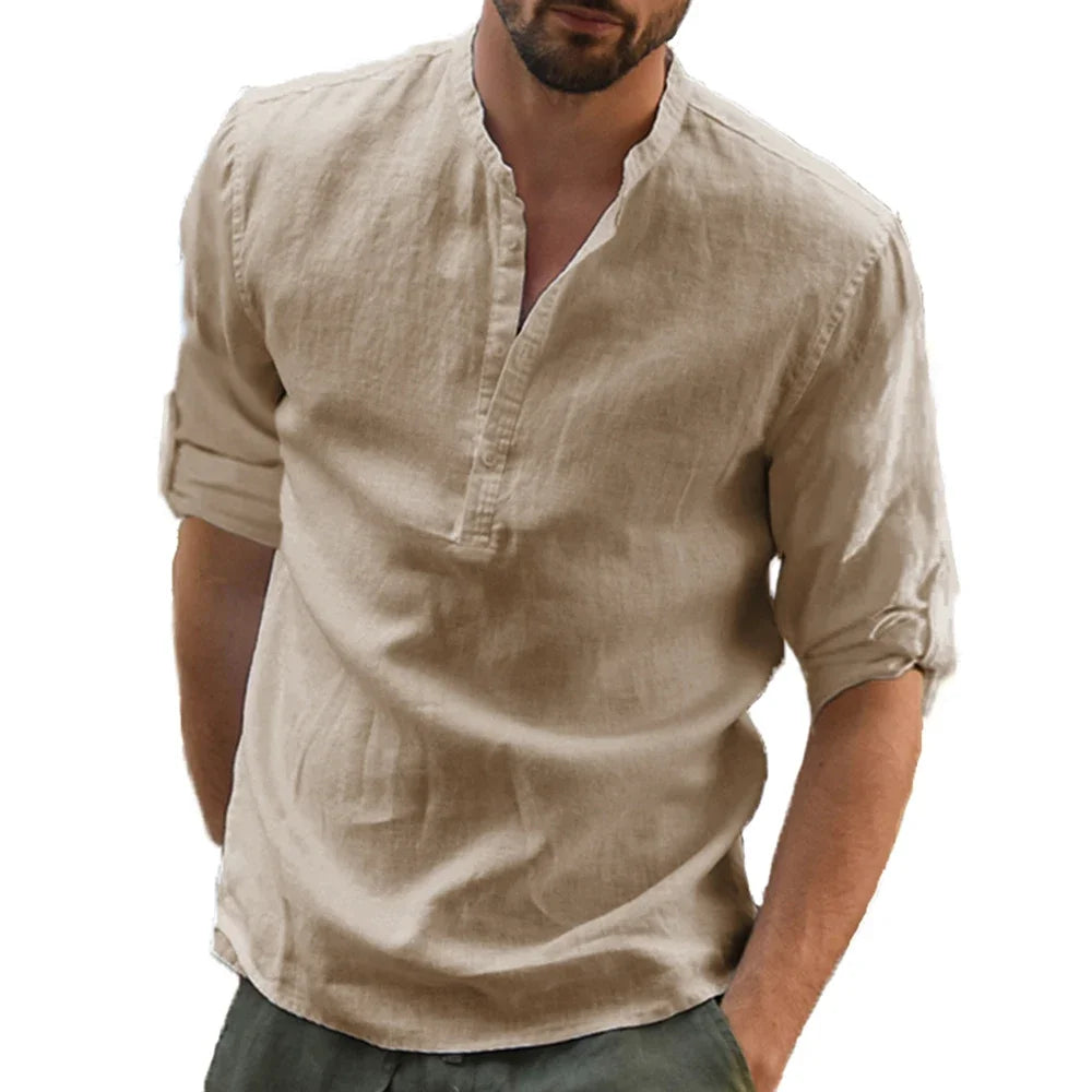 Men's Cotton Linen Long Sleeve Shirt