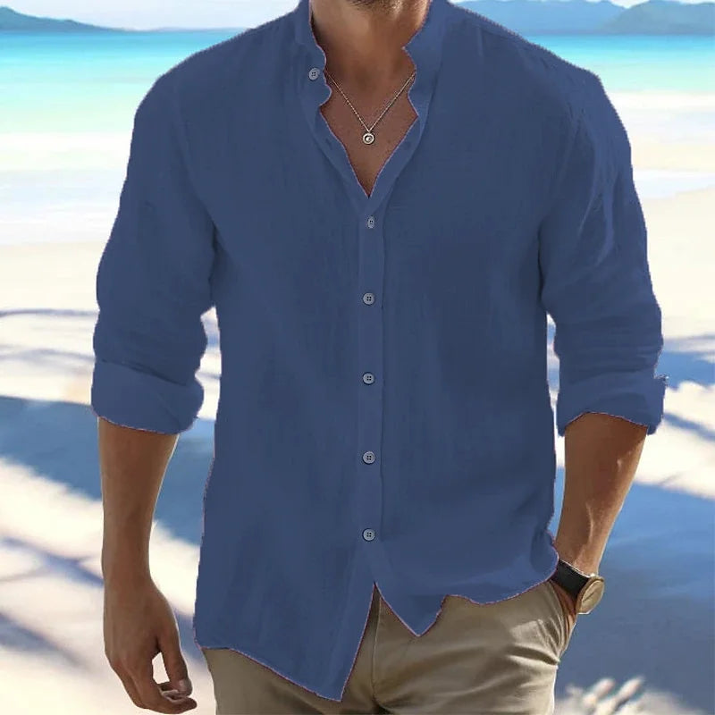 Lightweight & Breathable Men's Shirt - 100% Cotton Linen Blend