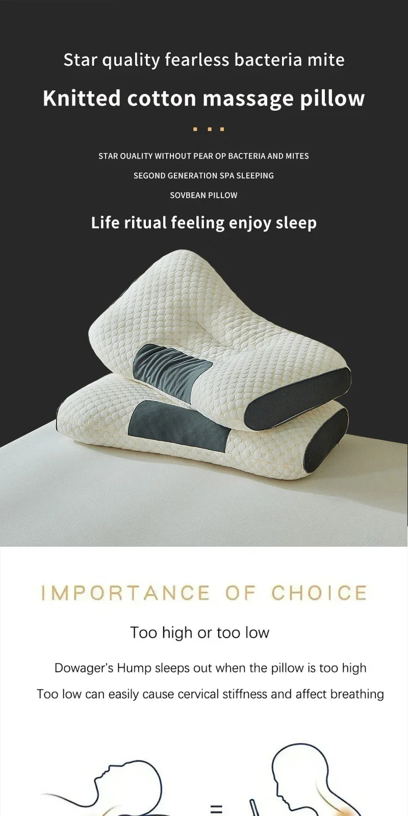 Neck Pillow Cervical Orthopedic - Medical-Grade Memory Foam Support