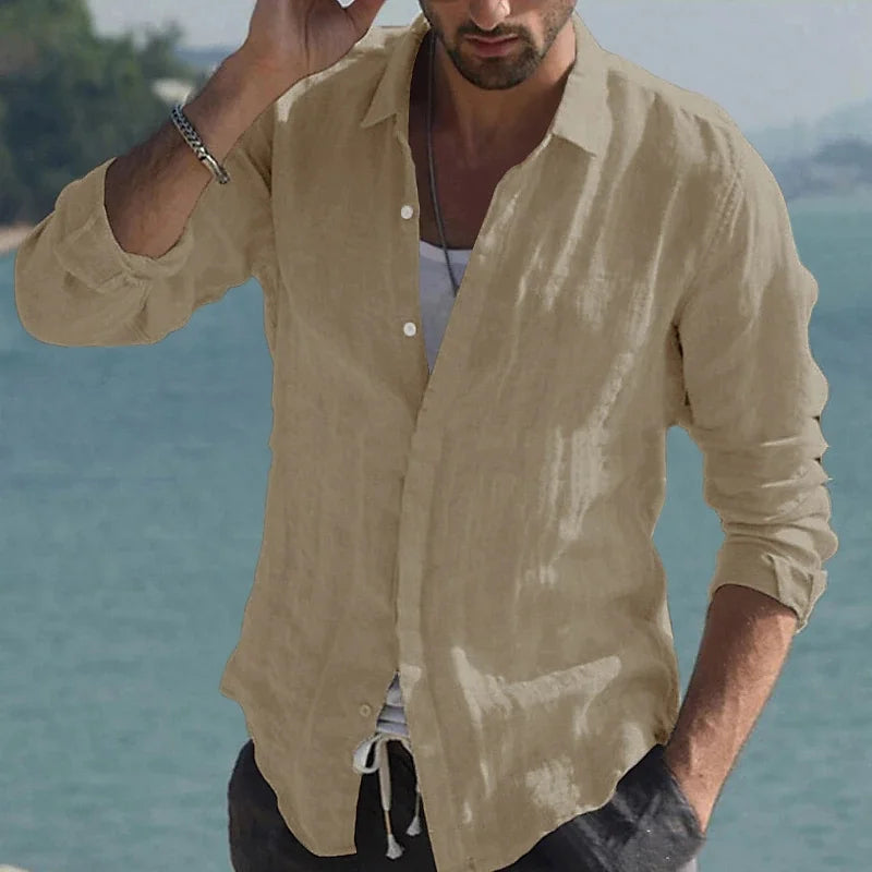 Lightweight & Breathable Men's Shirt - 100% Cotton Linen Blend