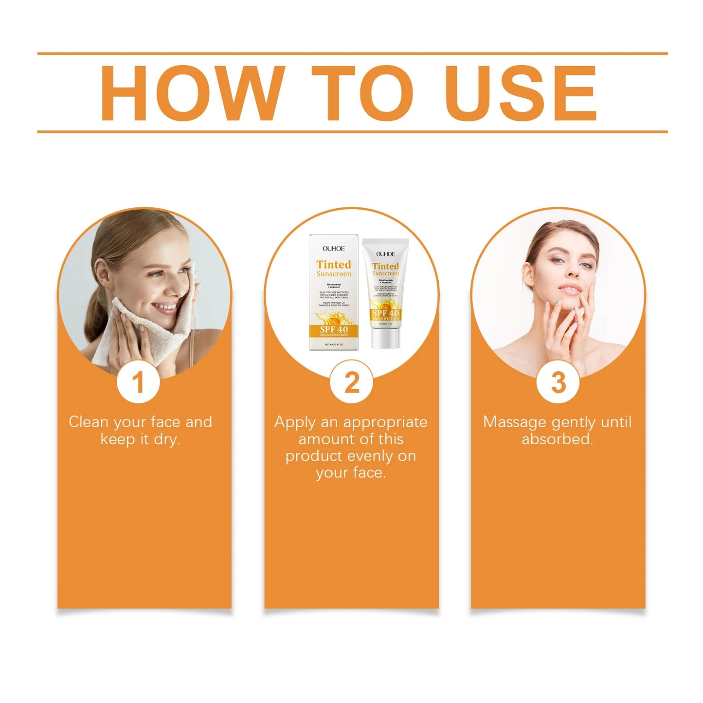 OUHOE Tinted Sunscreen SPF40 - Whitening Sunblock