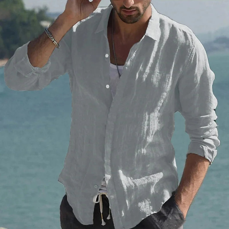 Lightweight & Breathable Men's Shirt - 100% Cotton Linen Blend
