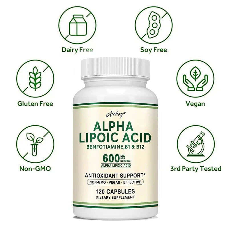 Alpha Lipoic Acid 600mg with Benfotiamine B1 & B12 - Advanced Nerve & Metabolic Support Complex