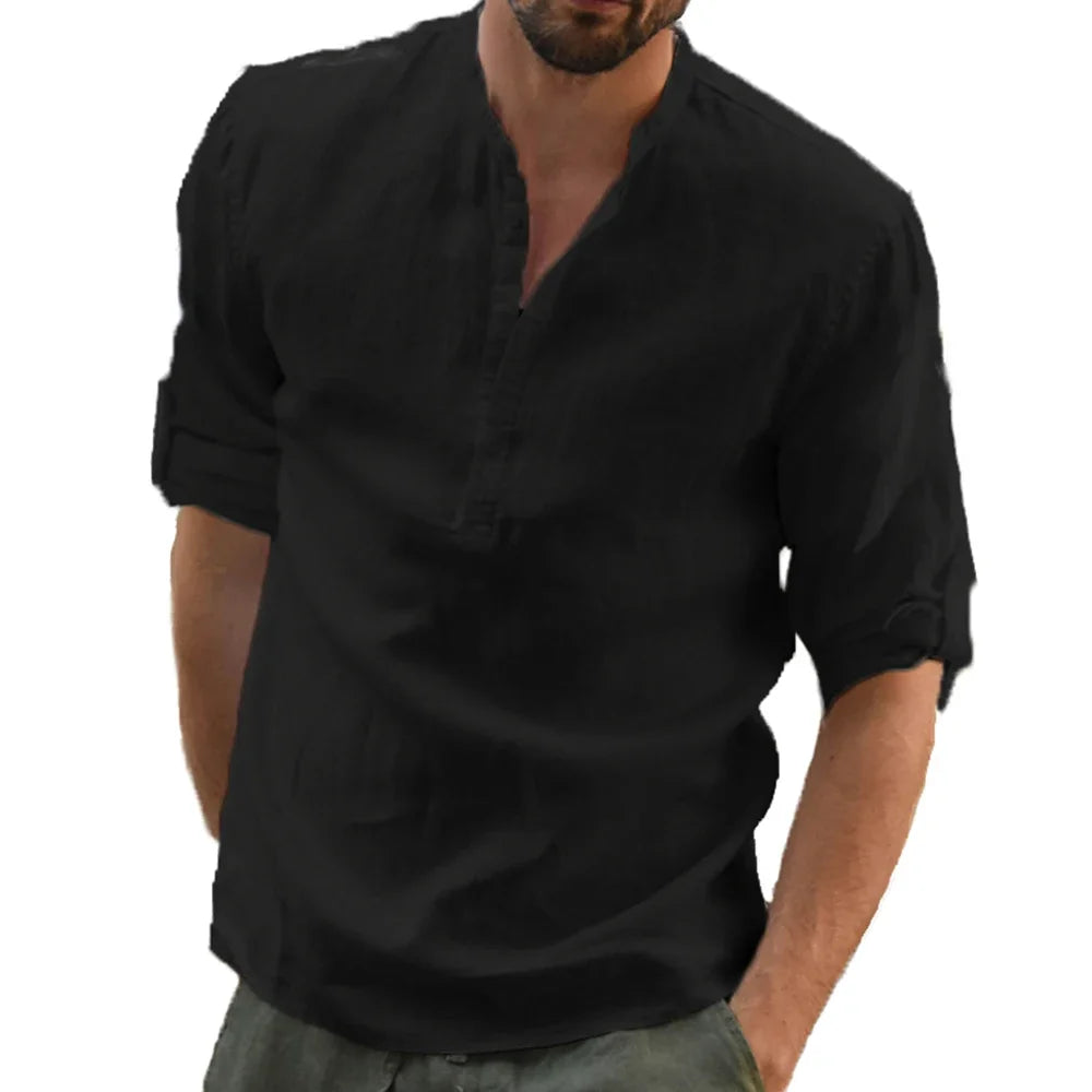 Men's Cotton Linen Long Sleeve Shirt