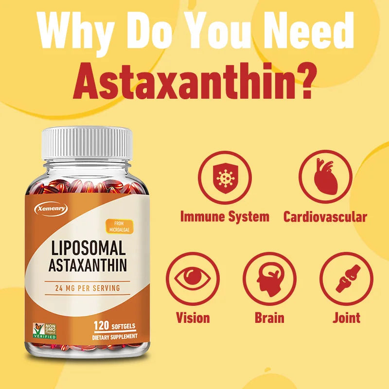 Liposomal Astaxanthin 24mg - Premium Microalgae Extract for Superior Absorption