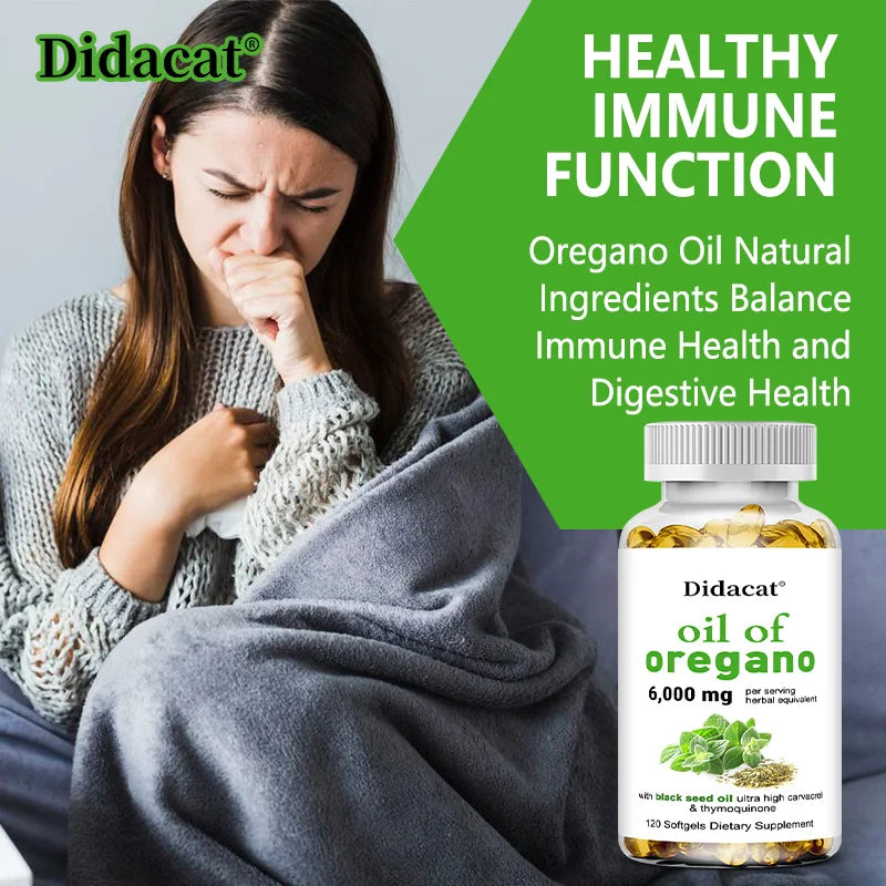 Oregano Oil with Black Seed Oil 6000mg - Powerful Immune & Digestive Support