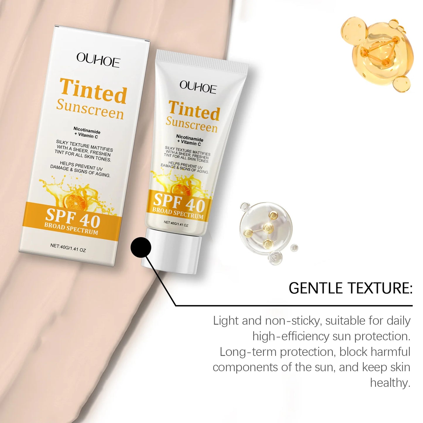 OUHOE Tinted Sunscreen SPF40 - Whitening Sunblock
