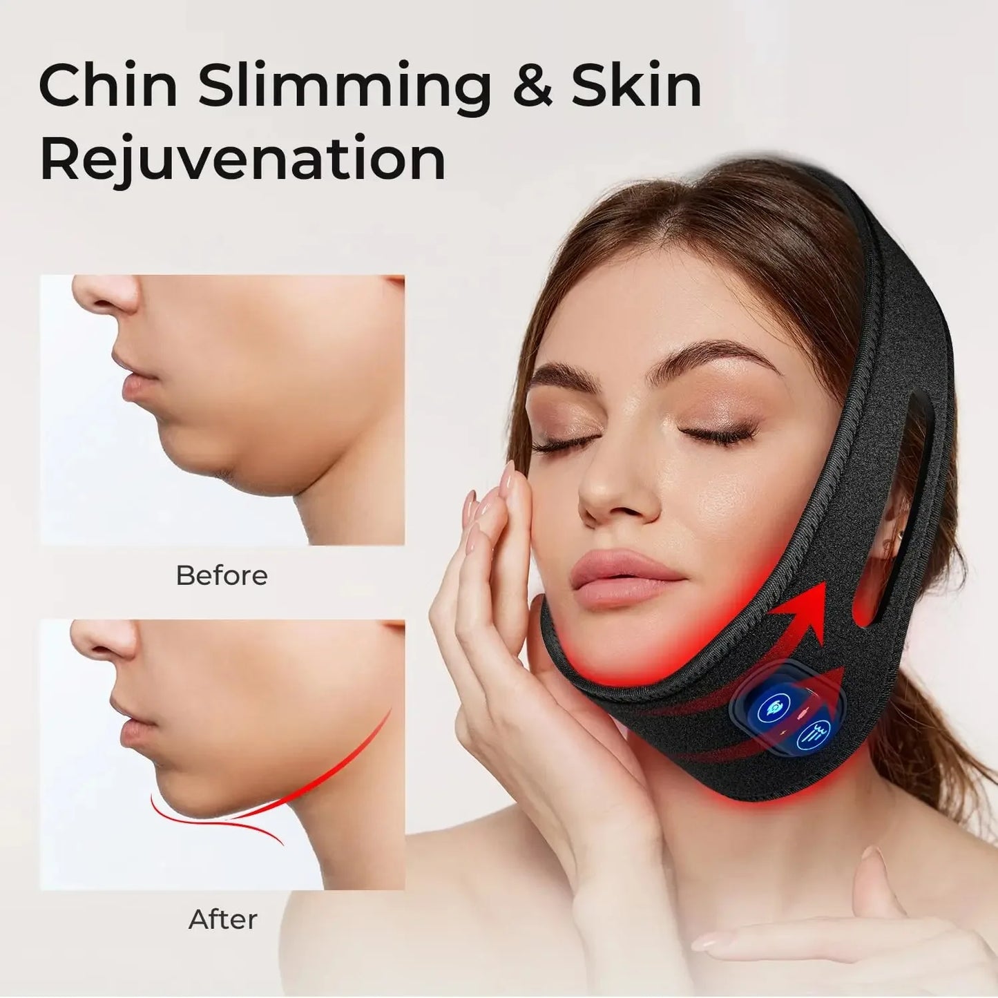 Facial Red Light Therapy Necklace - Rechargeable Hands-Free LED Device