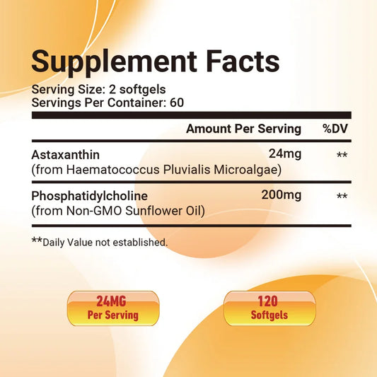 Liposomal Astaxanthin 24mg - Premium Microalgae Extract for Superior Absorption
