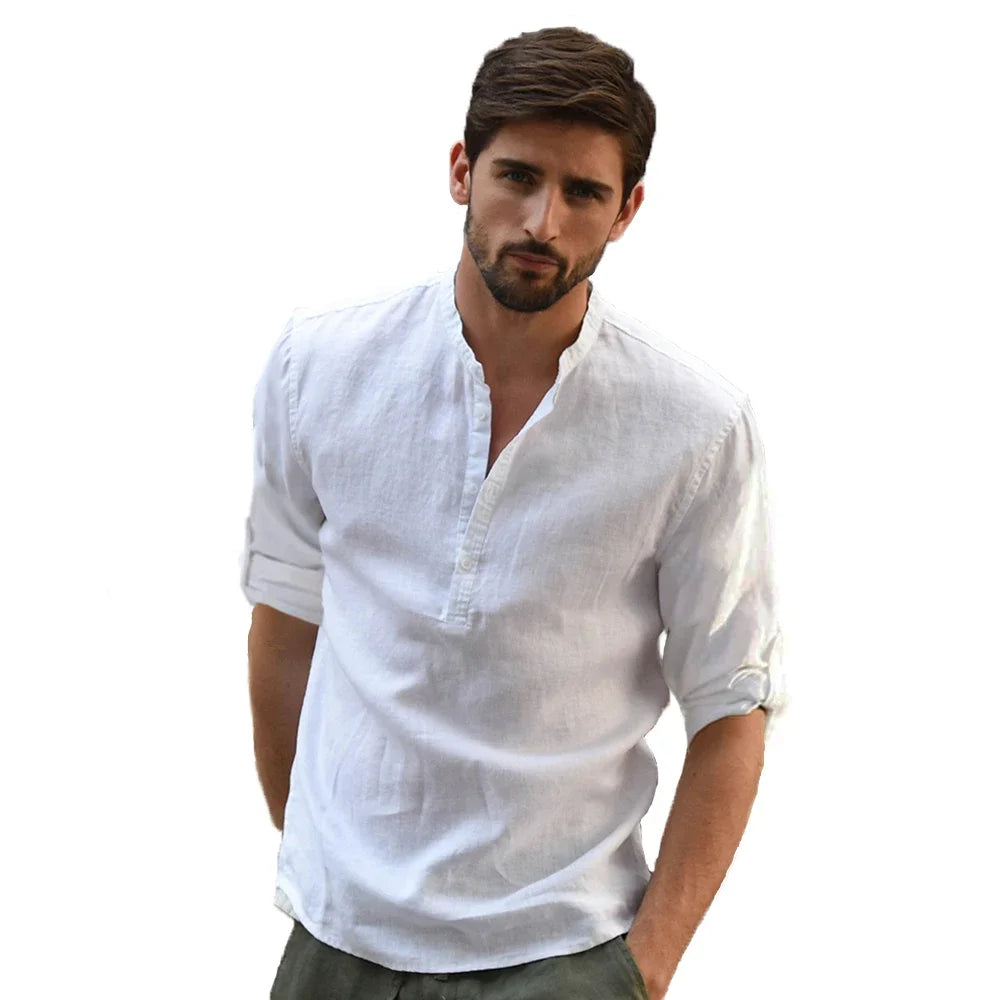 Men's Cotton Linen Long Sleeve Shirt