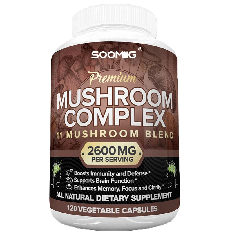 Mushroom Complex 2600mg - 10-in-1 Nootropic Blend for Brain & Immune Support