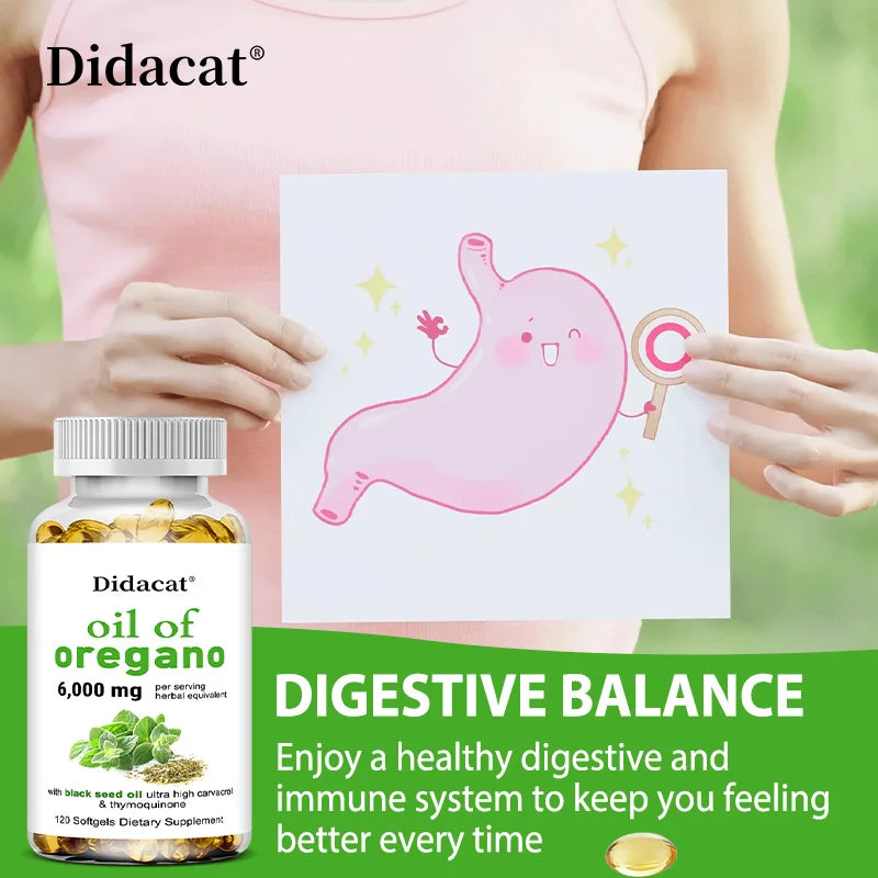 Oregano Oil with Black Seed Oil 6000mg - Powerful Immune & Digestive Support