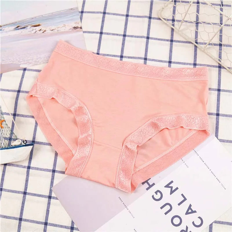 5Pcs Women's Panties Sexy Cotton Bamboo Fiber Lace Underwear