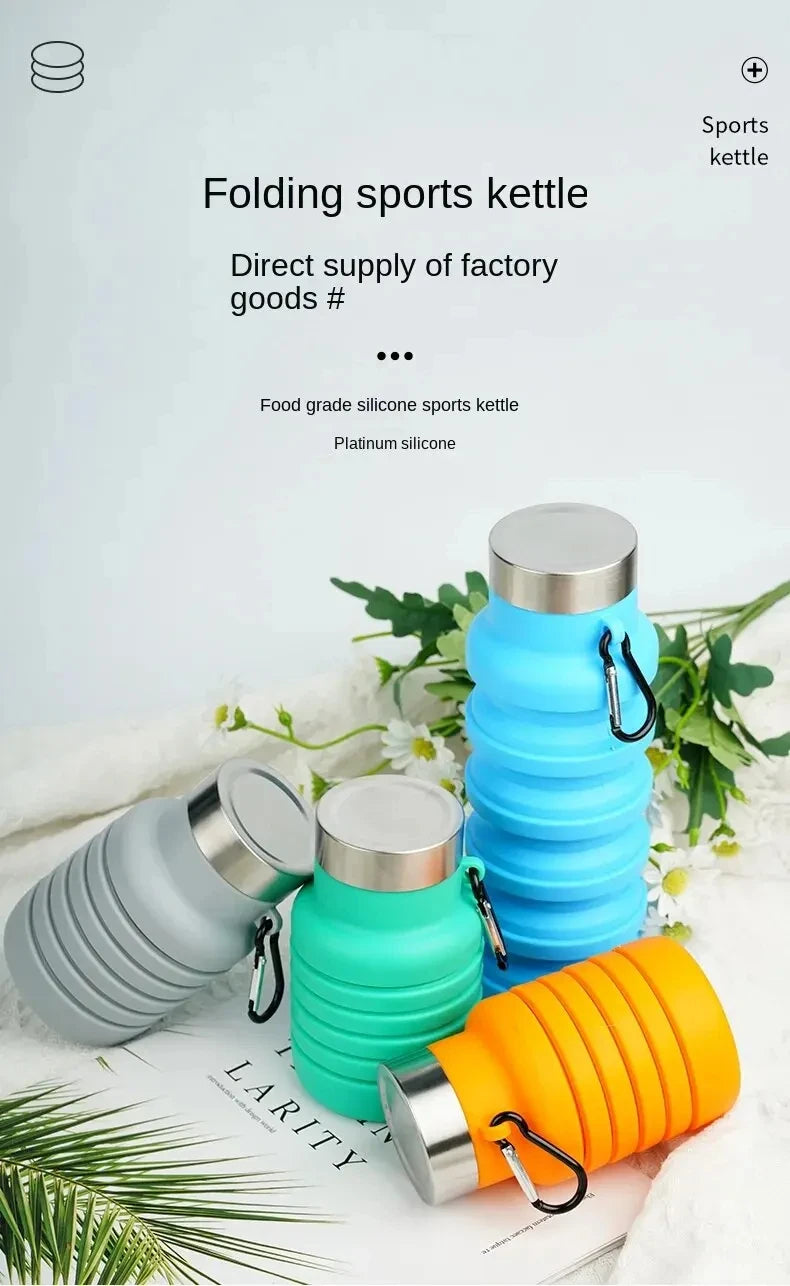 Collapsible Water Bottle | Reuseable BPA Free Silicone | Portable Hiking Cup
