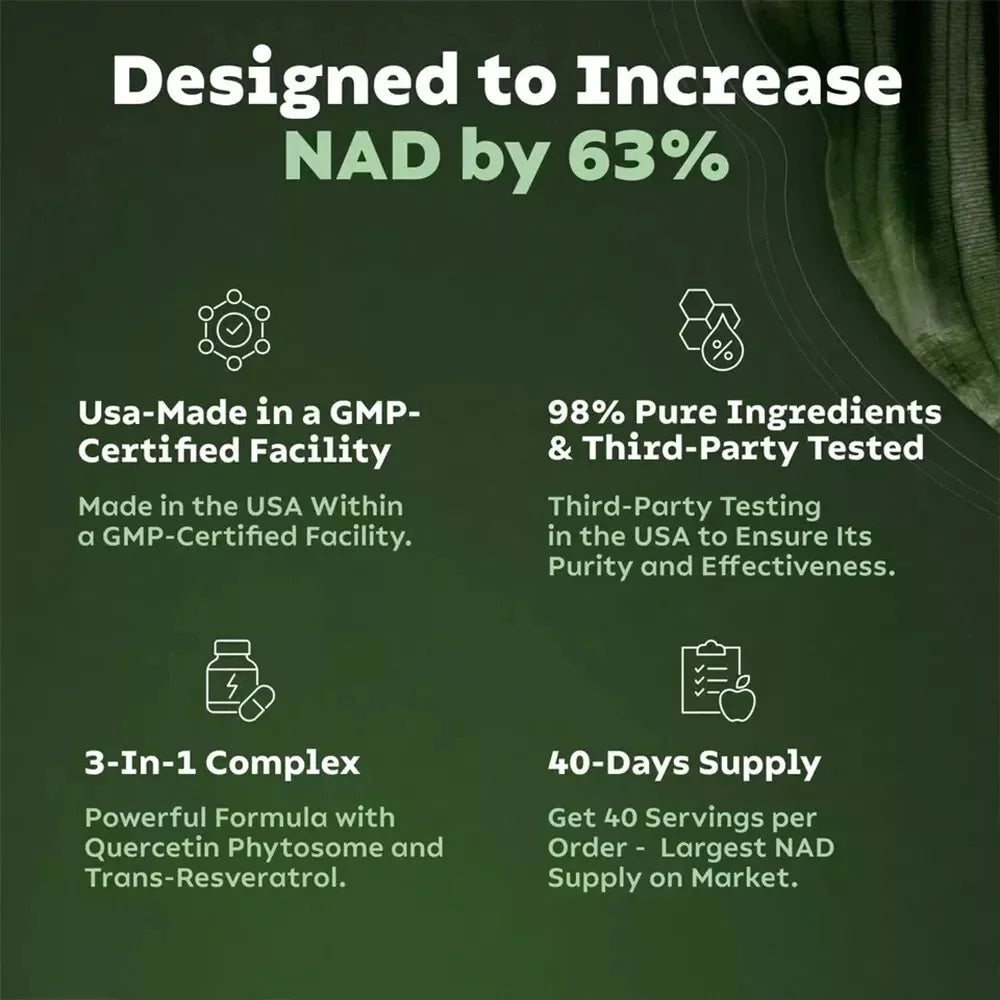 NAD+ Booster 900mg | Anti-Aging Supplement with Nicotinamide Riboside & Resveratrol