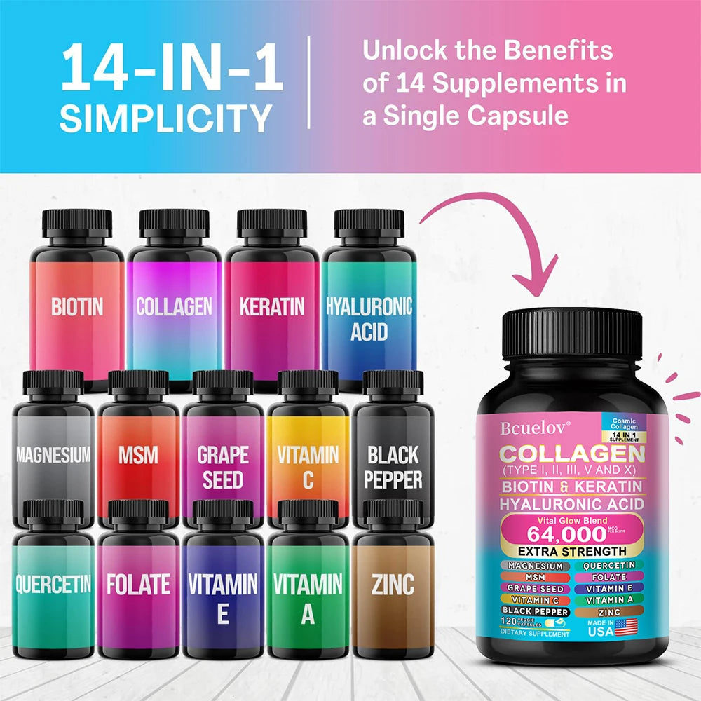 Collagen Peptides Types I, II, III, V & X - Premium Anti-Aging Formula