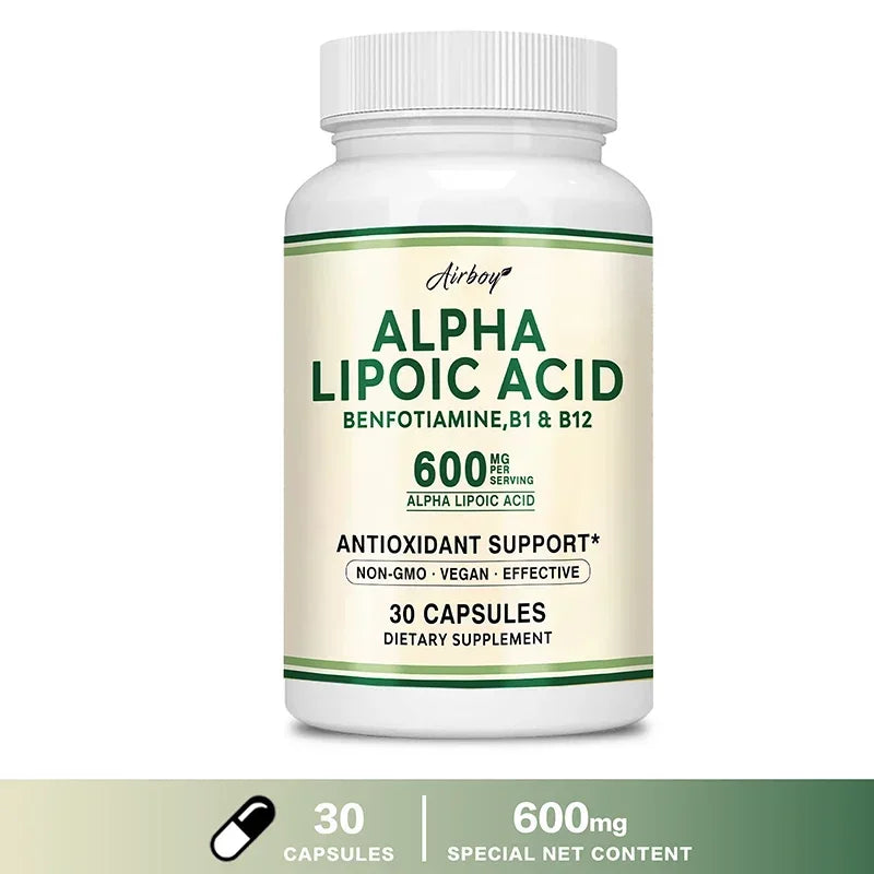 Alpha Lipoic Acid 600mg with Benfotiamine B1 & B12 - Advanced Nerve & Metabolic Support Complex