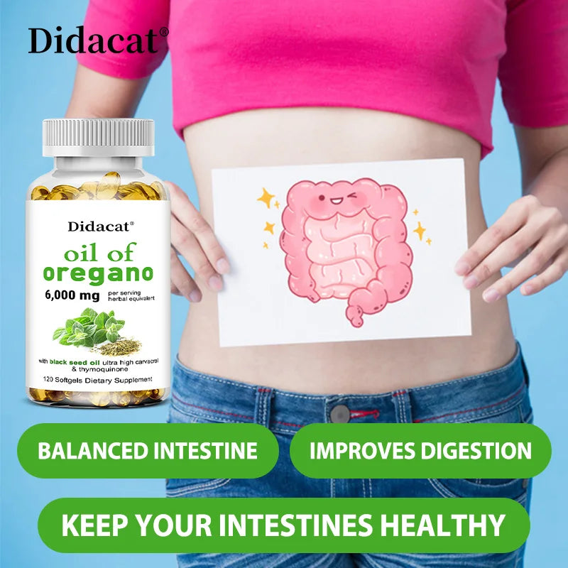 Oregano Oil with Black Seed Oil 6000mg - Powerful Immune & Digestive Support