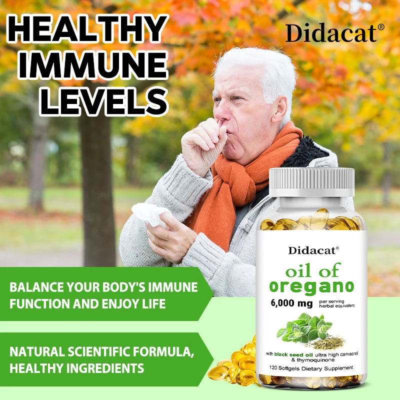 Oregano Oil with Black Seed Oil 6000mg - Powerful Immune & Digestive Support