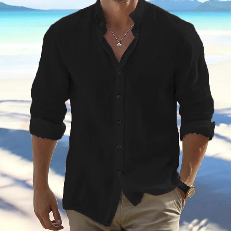 Lightweight & Breathable Men's Shirt - 100% Cotton Linen Blend