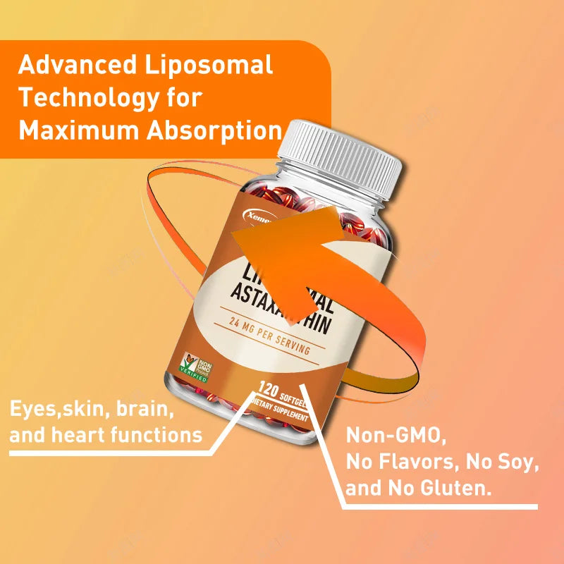 Liposomal Astaxanthin 24mg - Premium Microalgae Extract for Superior Absorption