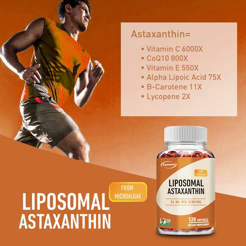 Liposomal Astaxanthin 24mg - Premium Microalgae Extract for Superior Absorption