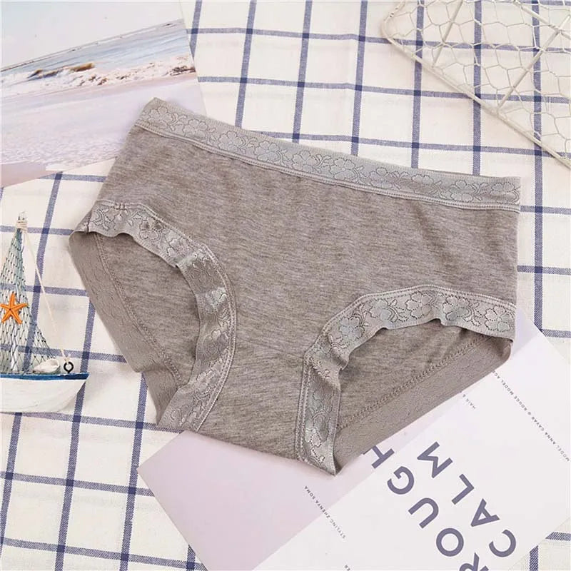 5Pcs Women's Panties Sexy Cotton Bamboo Fiber Lace Underwear