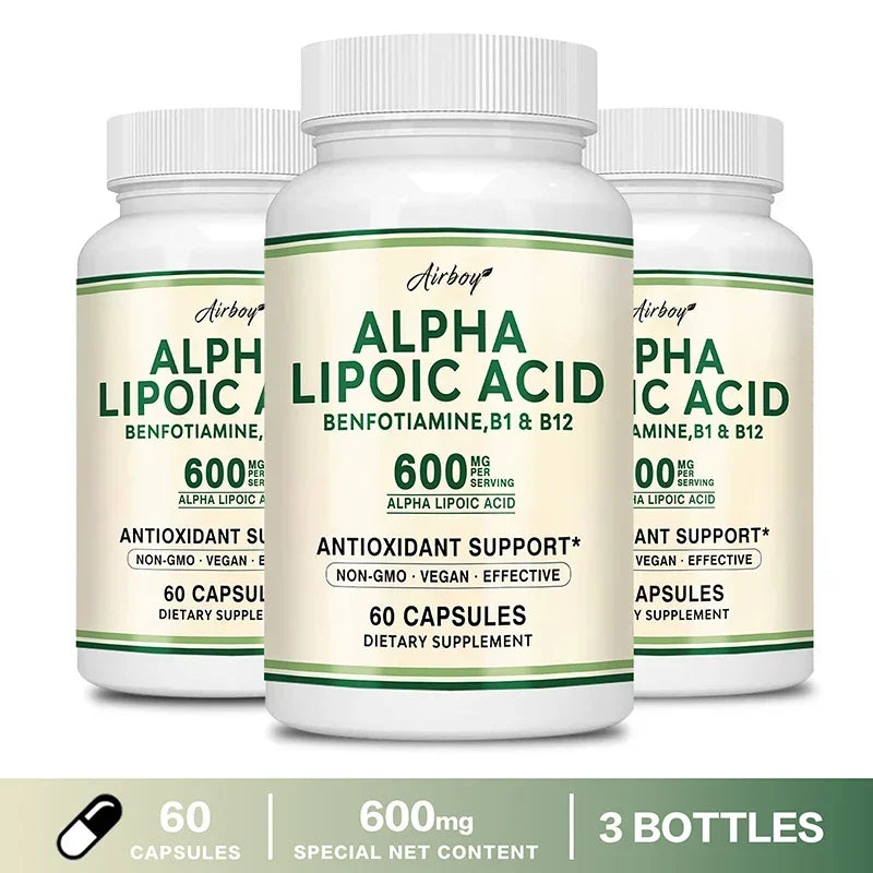 Alpha Lipoic Acid 600mg with Benfotiamine B1 & B12 - Advanced Nerve & Metabolic Support Complex