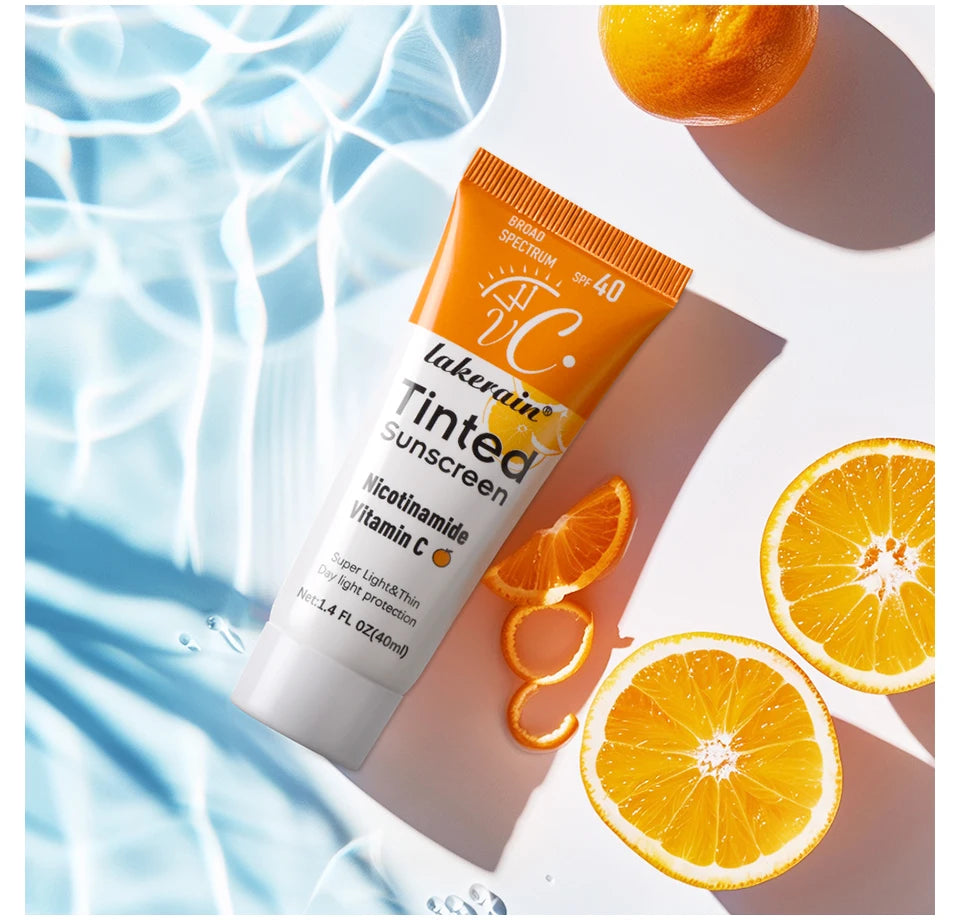 Vitamin C Tinted Sunscreen With SPF 40 - Hydrating Mineral Sunscreen With Zinc Oxide & Titanium