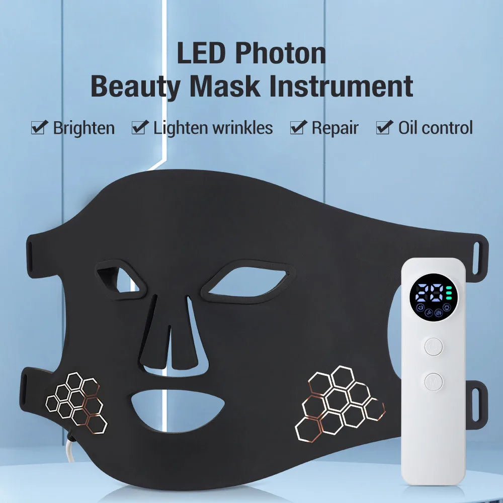 Red Light Therapy Facial Mask - Triple Wavelength LED Anti-Aging Device