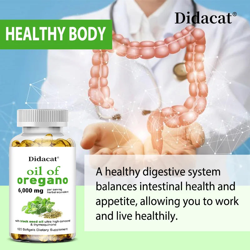 Oregano Oil with Black Seed Oil 6000mg - Powerful Immune & Digestive Support
