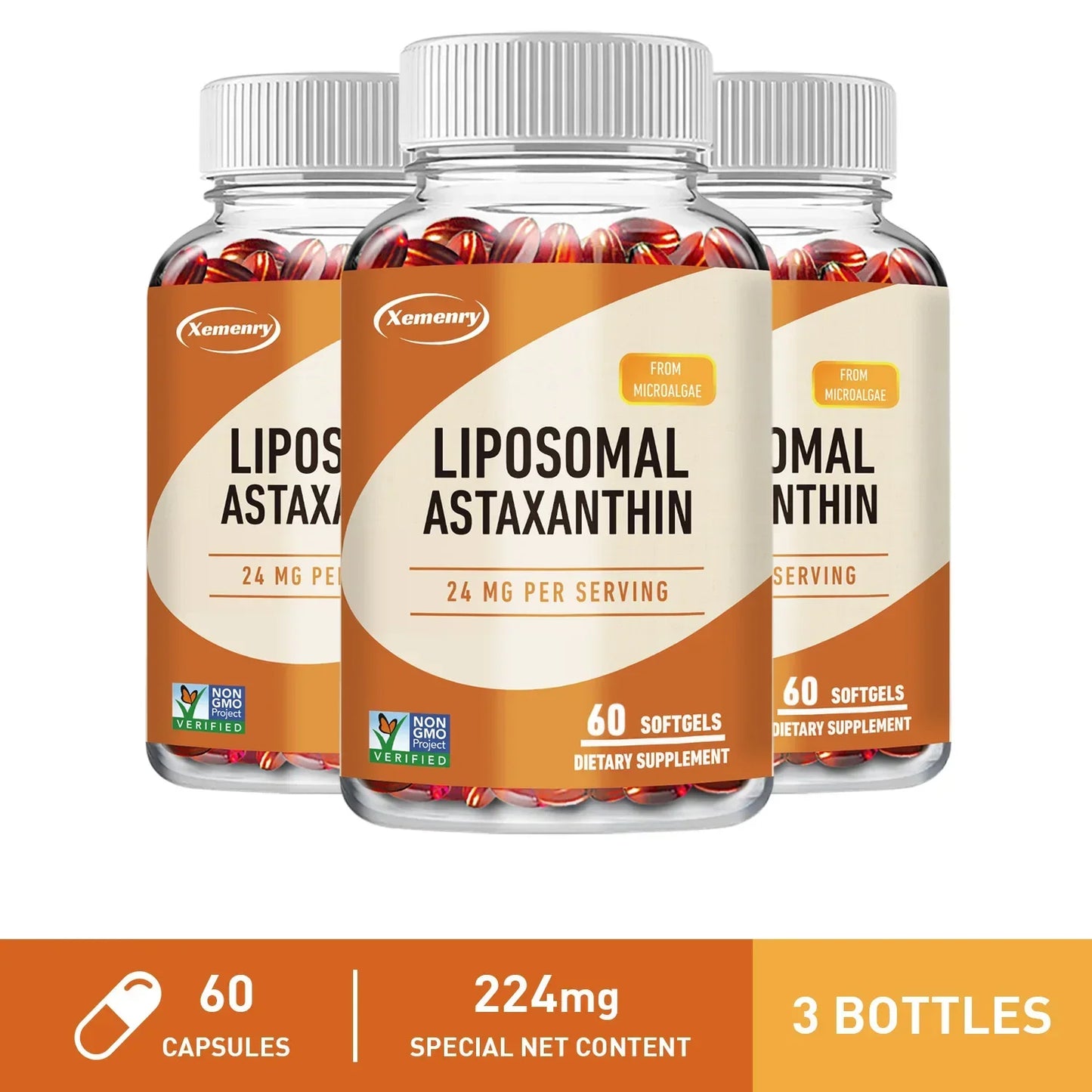 Liposomal Astaxanthin 24mg - Premium Microalgae Extract for Superior Absorption