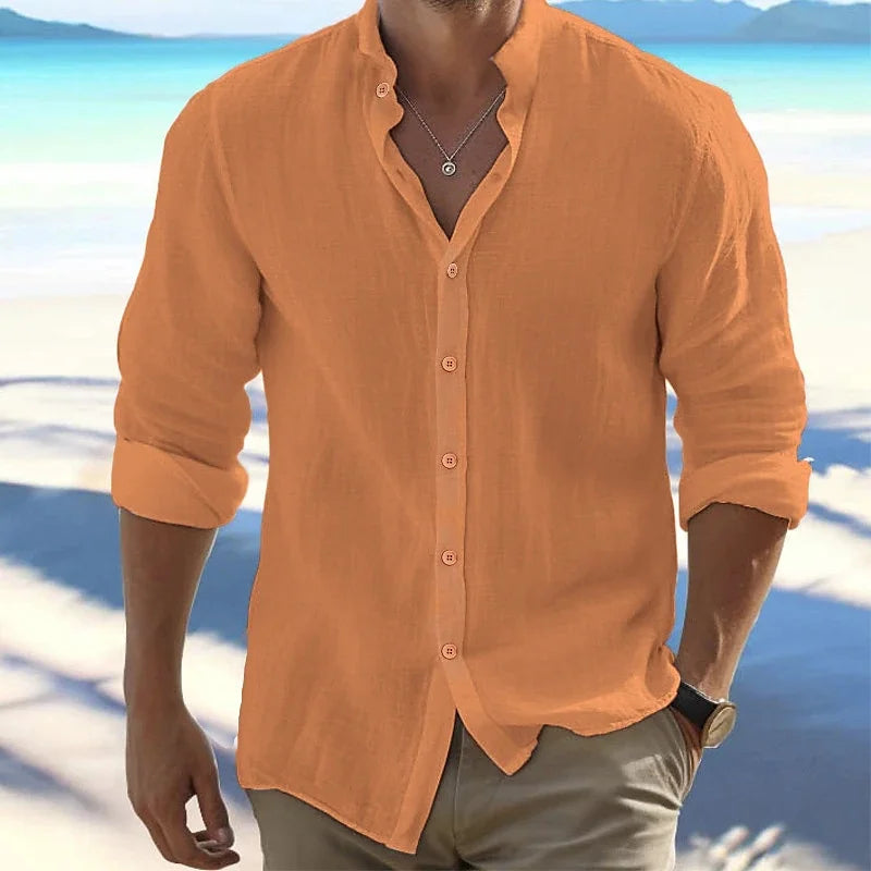 Lightweight & Breathable Men's Shirt - 100% Cotton Linen Blend