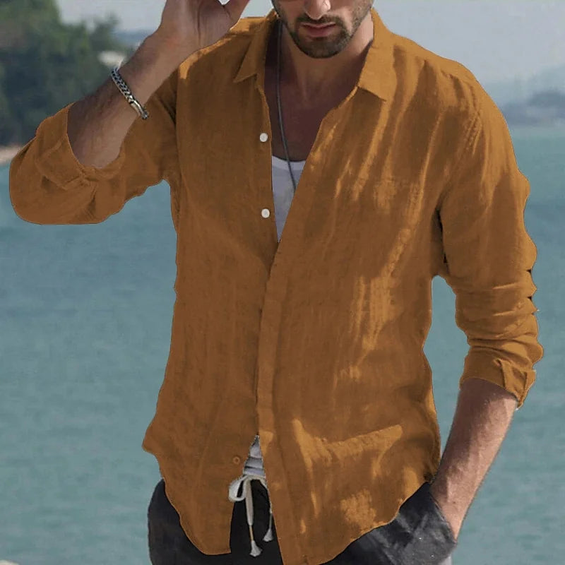 Lightweight & Breathable Men's Shirt - 100% Cotton Linen Blend