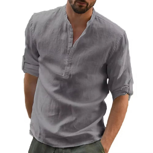Men's Cotton Linen Long Sleeve Shirt