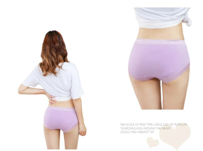 5Pcs Women's Panties Sexy Cotton Bamboo Fiber Lace Underwear