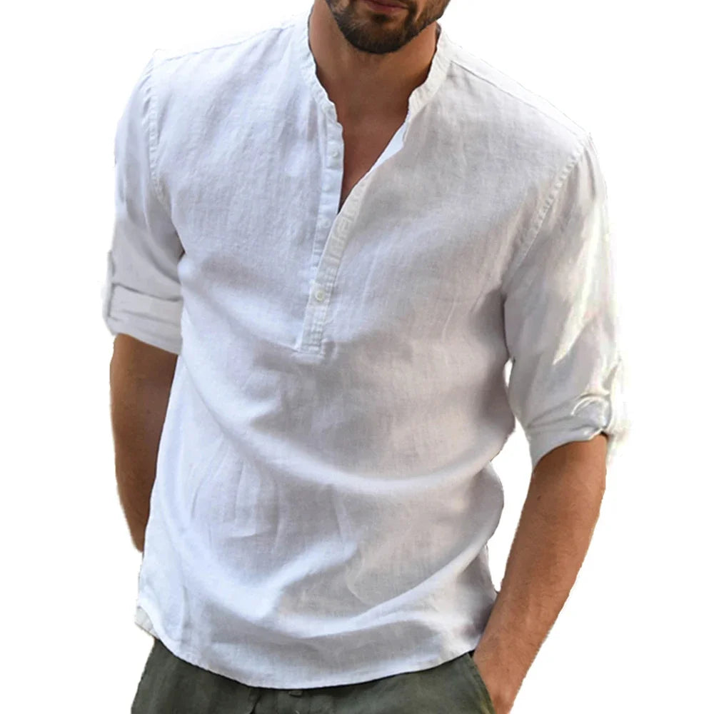 Men's Cotton Linen Long Sleeve Shirt