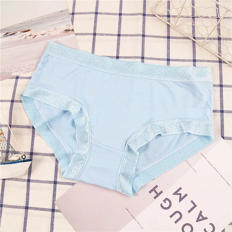 5Pcs Women's Panties Sexy Cotton Bamboo Fiber Lace Underwear